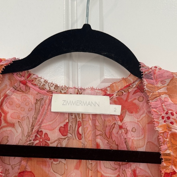 Zimmermann Ruffle Floral Print 100% Silk Mini Dress - Picture 4 of 11